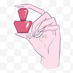 指甲油手指修长粉色瓶子
