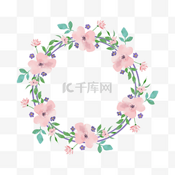 圆形淡粉色花卉边框