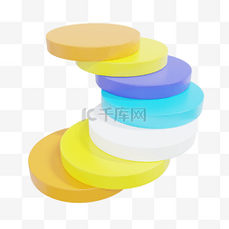 色块商务图片_3DC4D立体PPT饼状表图