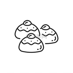 尼亚拉加瀑布图片_甜甜圈加果酱孤立的线条艺术饼干