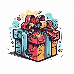 礼物盒手绘卡通图片_一个好看的礼物盒