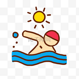 运动logo图片_夏天海边游泳运动人物