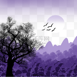 紫色森林景观
