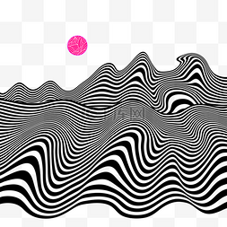 黑白波条纹光学抽象运算艺术浪潮