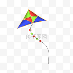 彩色卡通风筝图片_红绿配色三角形可爱卡通风筝