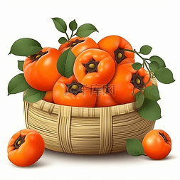 卡通蔬果货柜图片_放在果篮里的柿子