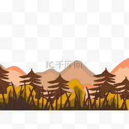 秋天秋季风景剪纸金秋底边森林
