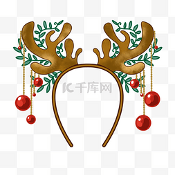 矢量圣诞节驯鹿图片_圣诞发带装饰品可爱金色卡通