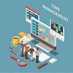 周工作计划模板图片_时间管理概念与计划时间符号等距
