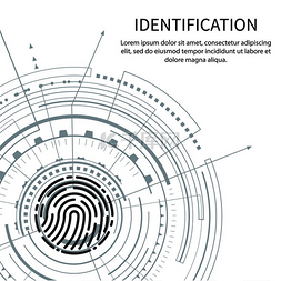 身份认证3图片_带有文本样本矢量的识别海报指纹