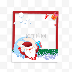 红色相框模板图片_圣诞节雪球宝丽来相框