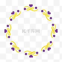 黄色线条紫色爱心花环