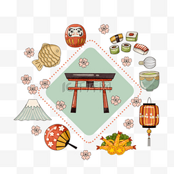 日本建筑富士山图片_日本神社灯笼富士山旅行框