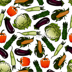 有机农场蔬菜图案与甜玉米和甜椒