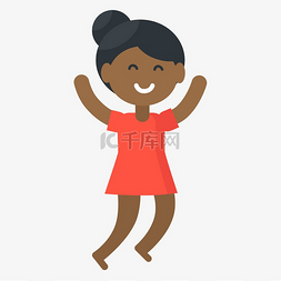 黑人背景图片_微笑跳跃的女孩孤立的矢量插图在