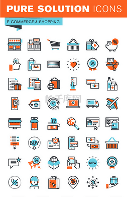 移动商务图片_细线 web 图标为电子商务、 移动商