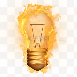 创意卡通灯泡图片_火焰抽象燃烧的灯泡