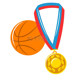 带有奖牌的篮球插图运动或学校的