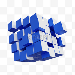 3DC4D立体蓝色多个方块