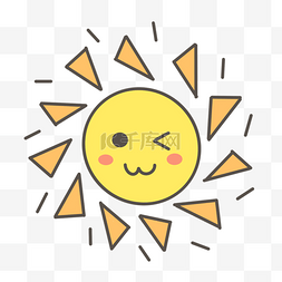 平面手绘太阳图片_旋转发光的可爱卡通太阳