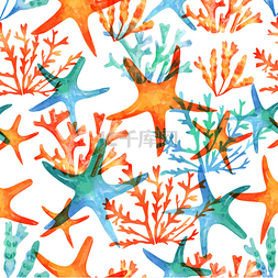 纸张缝隙图片_Seamless pattern with starfishes