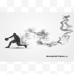 篮球运动员手绘图片_一个人影从粒子的篮球运动员
