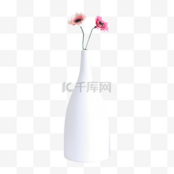 装饰花瓶白色图片_白色花瓶粉色仿真花