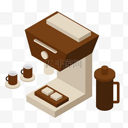 空咖啡杯带勺子图片_2.5D咖啡机机器