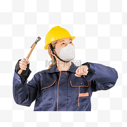 安全帽工具图片_拿着锤子的工人
