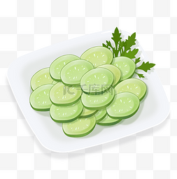 绿色黄瓜片图片_素食黄瓜素菜食物