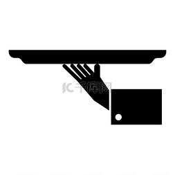 死巴勒莫logo图片_手与托盘图标黑色矢量插图平面样