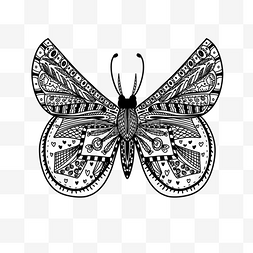 黑白填色图片_线条画几何风的蝴蝶填色本
