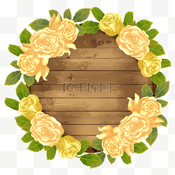 黄叶子插画图片_黄玫瑰婚礼水彩装饰边框