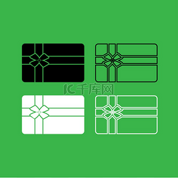 圣诞节买礼物图片_礼品卡图标黑白色套装礼品卡图标