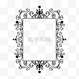 长方形徽章图片_边框装饰黑白线稿古典花纹长方形