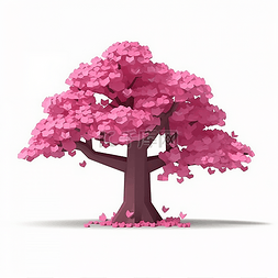 一颗粉色的樱花树