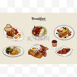 food卡通图片_Breakfast brunch healthy start day options fo