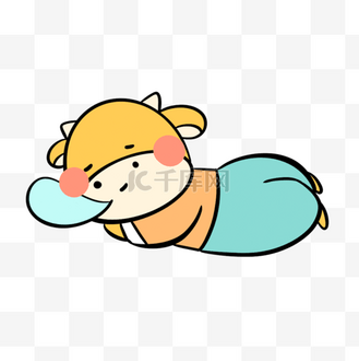 睡大觉图片素材_睡大觉的安逸黄牛