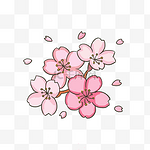 春天樱花赏樱手绘卡通元素