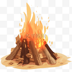 星形和火焰图片_卡通火焰木头柴火