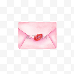 水彩粉红色信封纸袋