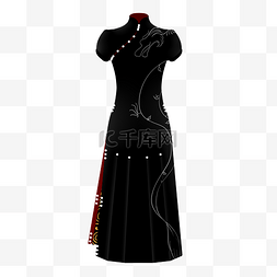 新中式改良黑色旗袍
