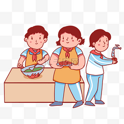 学生做饭图片_学生劳动教育课程实践做饭