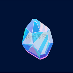 蓝色魔法水晶、未刻面的宝石矢量