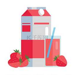 纸箱包装图图片_草莓汁矢量图。