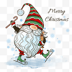 圣诞侏儒图片_圣诞侏儒卡通滑冰糖果侏儒