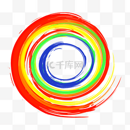 彩色圆环笔刷图片_笔刷圆圈几何彩色抽象圆环