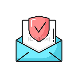 带有信封的电子邮件安全概要图标