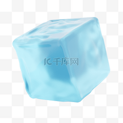带冰块酒杯图片_蓝色3D立体冰块