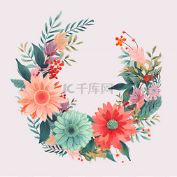 彩色圆环图片_夏季彩色植物花环